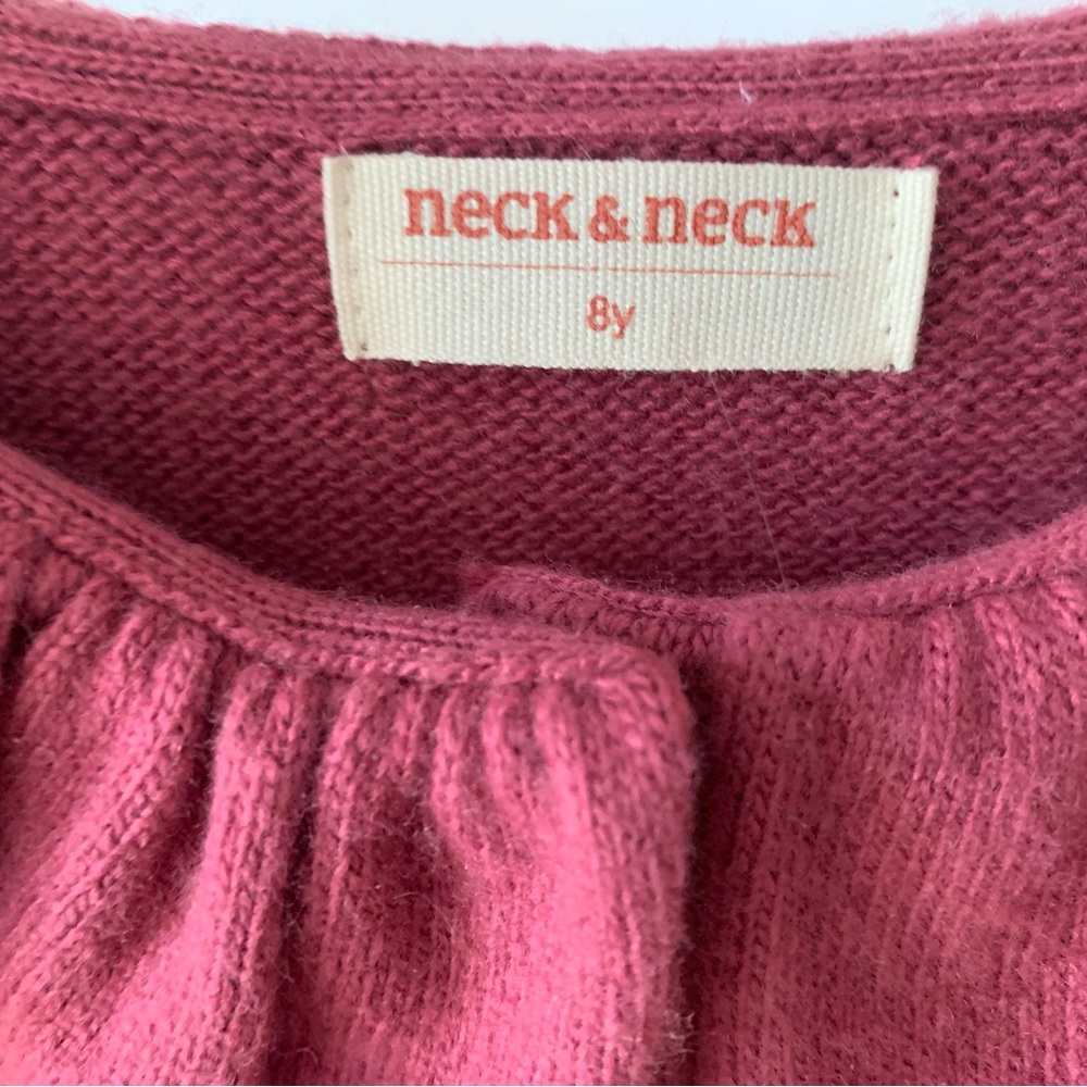 Girls' Ruffle Collar Button-Front Sweater - Dusty Rose - Picture 4 of 9